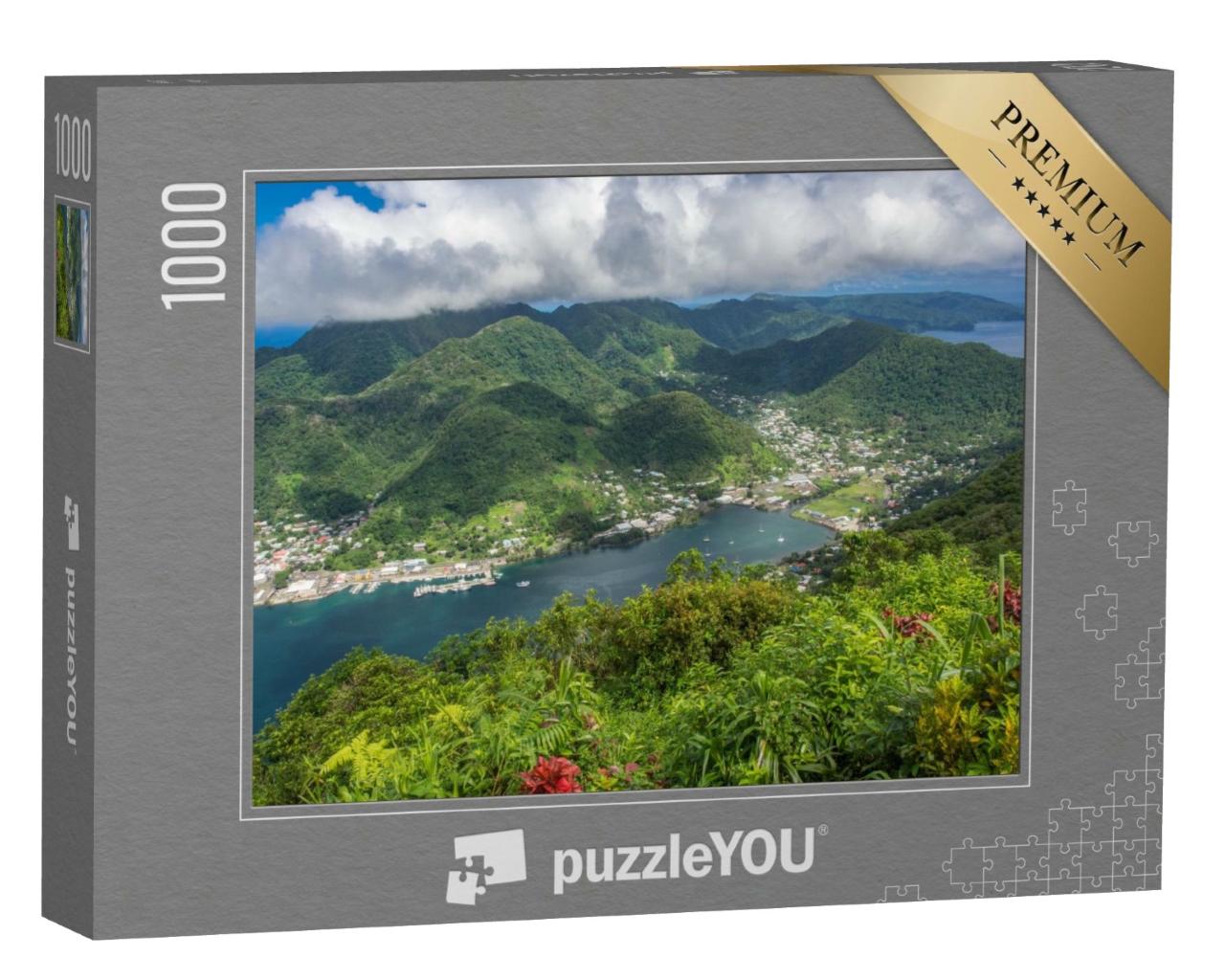 Puzzle de 1000 pièces « Vue aérienne du village de Pago Pago et du port »