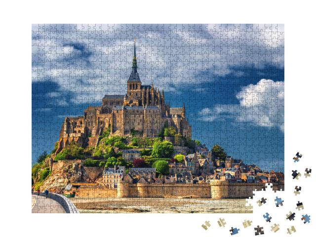 Puzzle de 1000 pièces « Île à marée du Mont Saint-Michel, Normandie, Nord de la France »