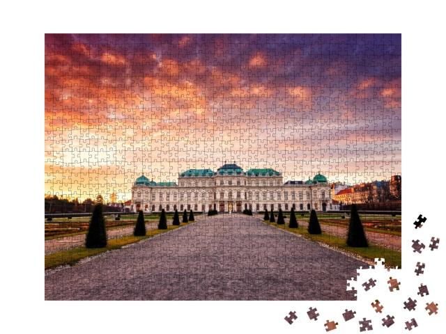 Puzzle de 1000 pièces « Lever de soleil au château du Belvédère à Vienne, Autriche »