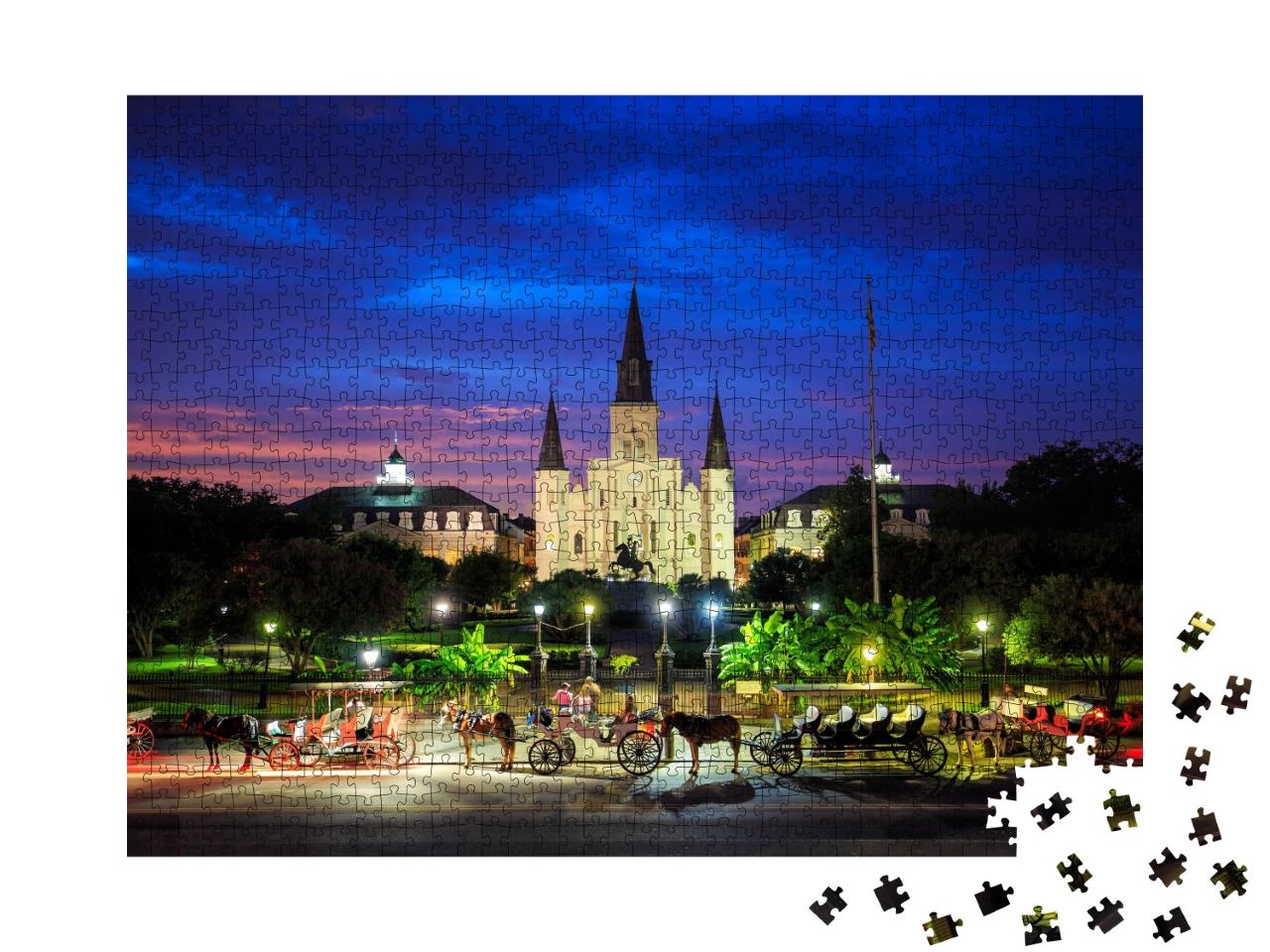 Puzzle de 1000 pièces « Cathédrale Saint Louis et Jackson Square à la Nouvelle-Orléans, Louisiane »