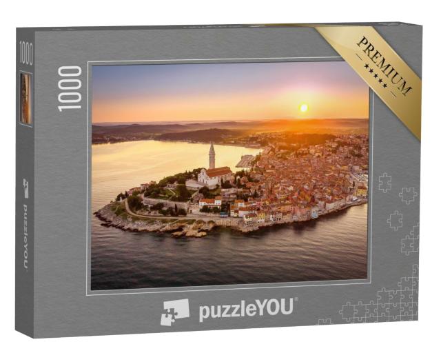 Puzzle de 1000 pièces « Lever de soleil vu du ciel de Rovinj, Croatie »