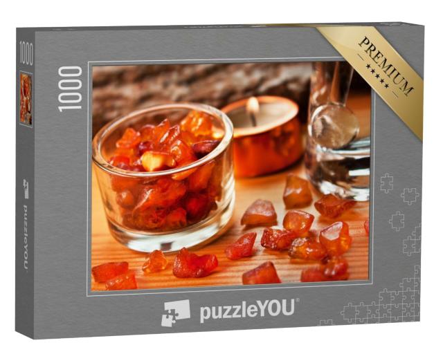 Puzzle de 1000 pièces « Bougie, eau, ambre »