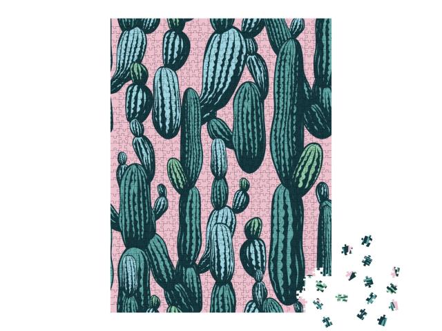Puzzle de 1000 pièces « Illustration : motif de cactus »