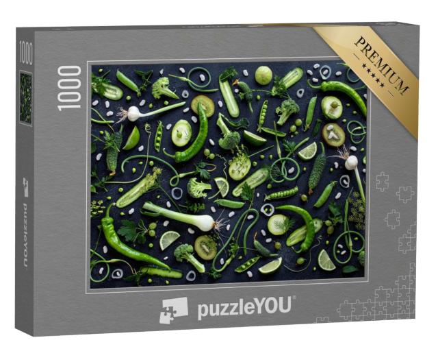 Puzzle de 1000 pièces « Arrangement de fruits et légumes verts frais »