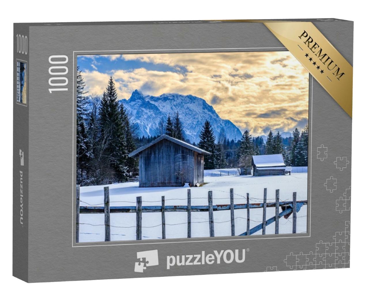 Puzzle de 1000 pièces « Montagnes hivernales du Karwendel et du Wetterstein, Bavière »