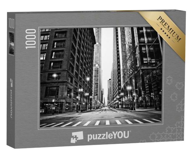 Puzzle de 1000 pièces « Rues vides à Chicago, noir et blanc »