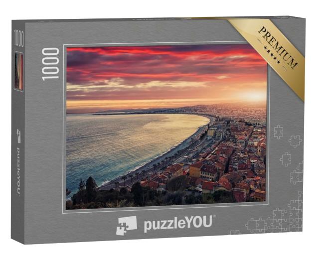 Puzzle de 1000 pièces « Coucher de soleil sur la ville de Nice »