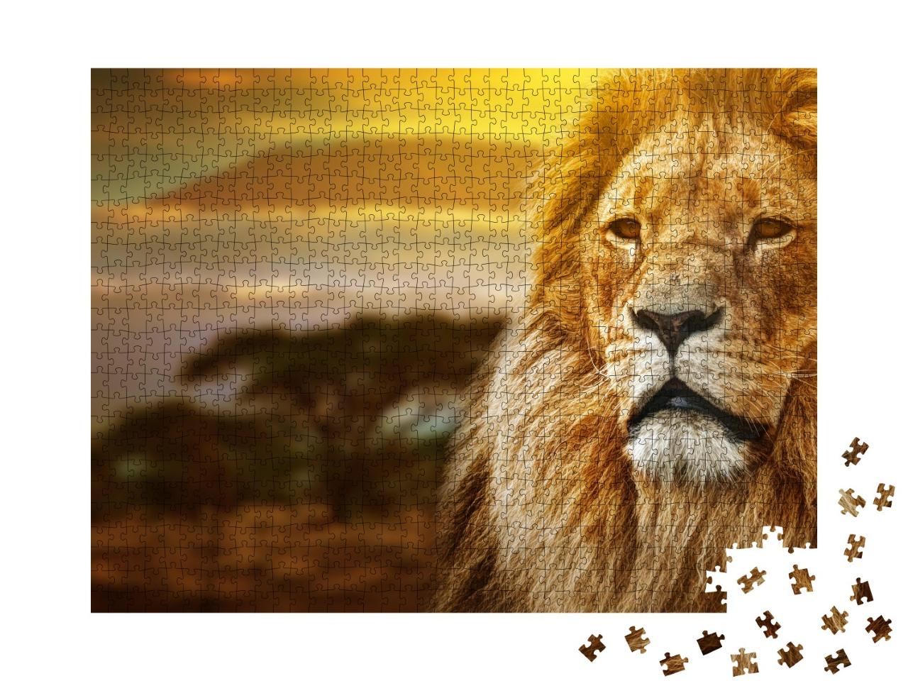 Puzzle de 1000 pièces « Des lions devant le Kalimandjaro »