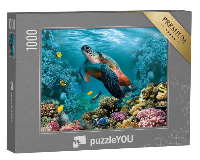 Puzzle de 1000 pièces « Monde sous-marin avec une tortue et des coraux »
