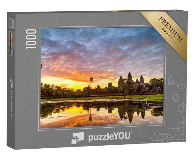 Puzzle de 1000 pièces « Silhouette d'Angkor Vat au lever du soleil, Cambodge »