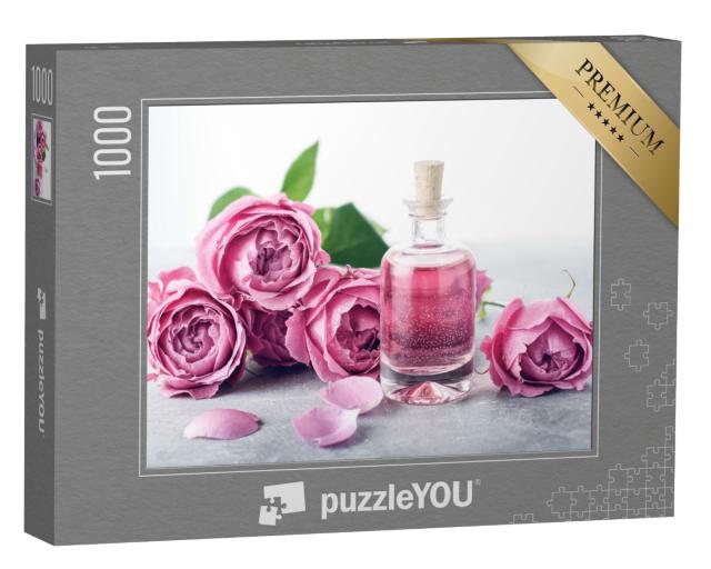 Puzzle de 1000 pièces « Eau de rose dans un flacon en verre »