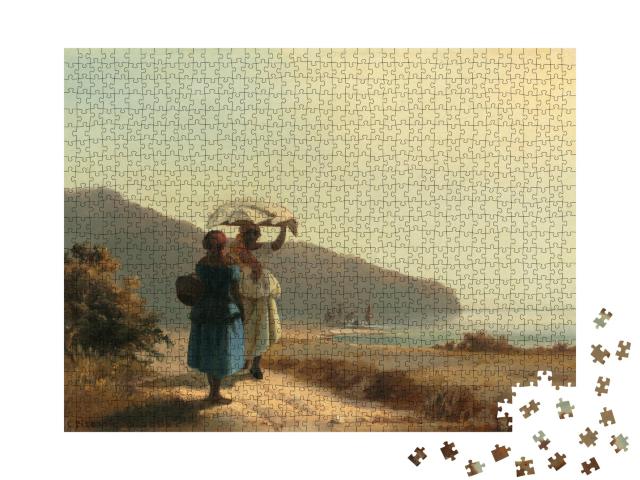 Puzzle de 1000 pièces « Camille Pissarro - Deux femmes discutant au bord de la mer, St. Thomas »