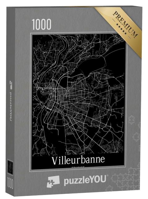 Puzzle de 1000 pièces « Plan de ville noir et blanc Affiche de Villeurbanne France »
