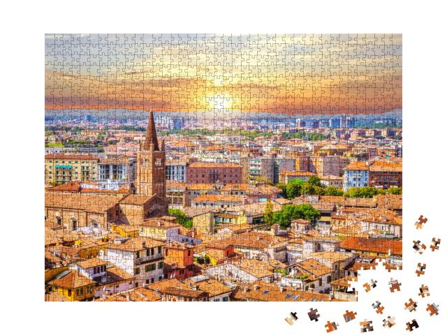 Puzzle de 1000 pièces « Vue aérienne de Vérone au coucher du soleil, Vénétie, Italie »