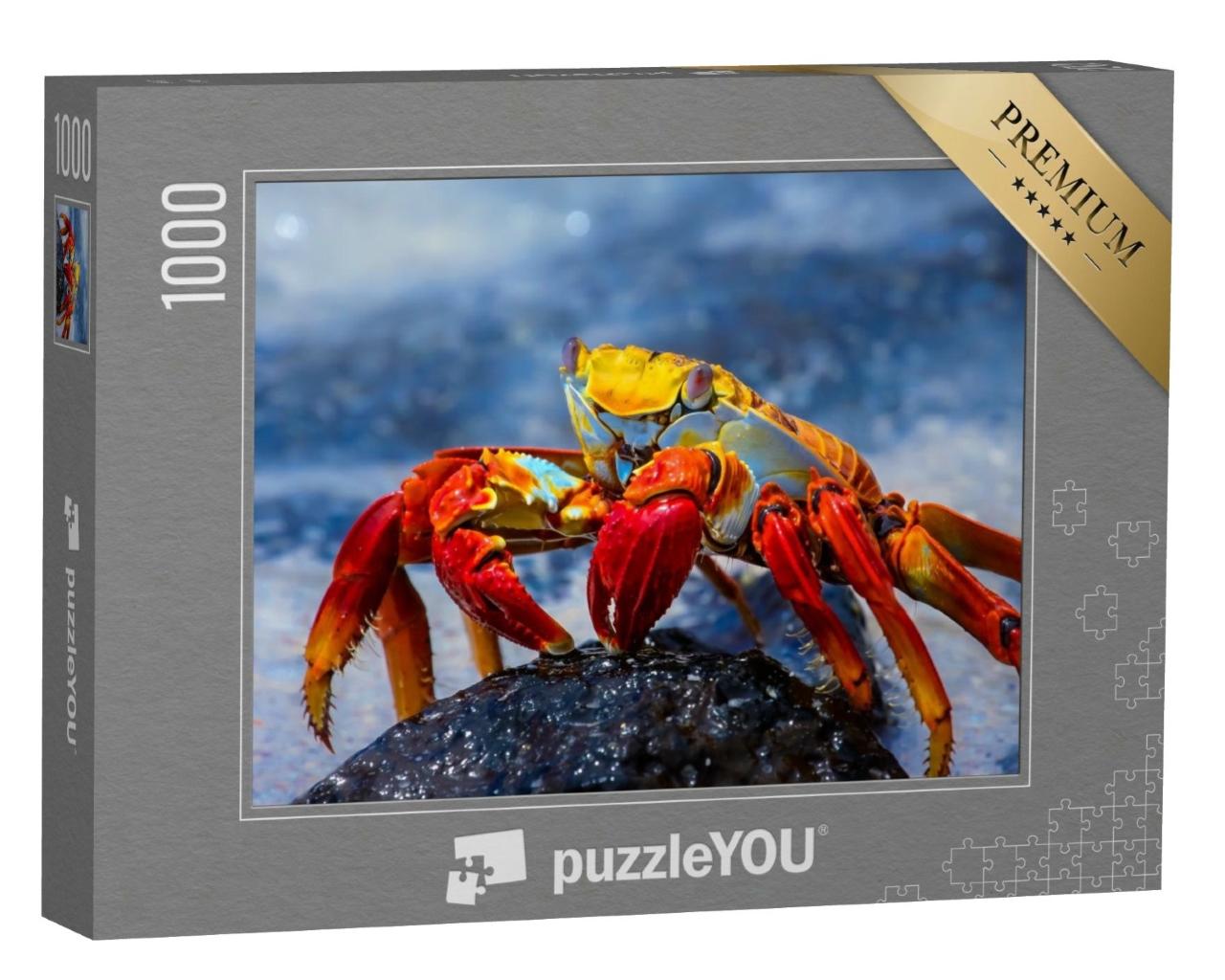 Puzzle de 1000 pièces « Crabe Sally Lightfoot sur un rocher de lave, Galapagos »