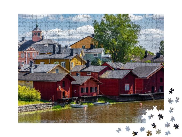 Puzzle de 1000 pièces « Maisons en bois dans la vieille ville de Porvoo, Finlande »
