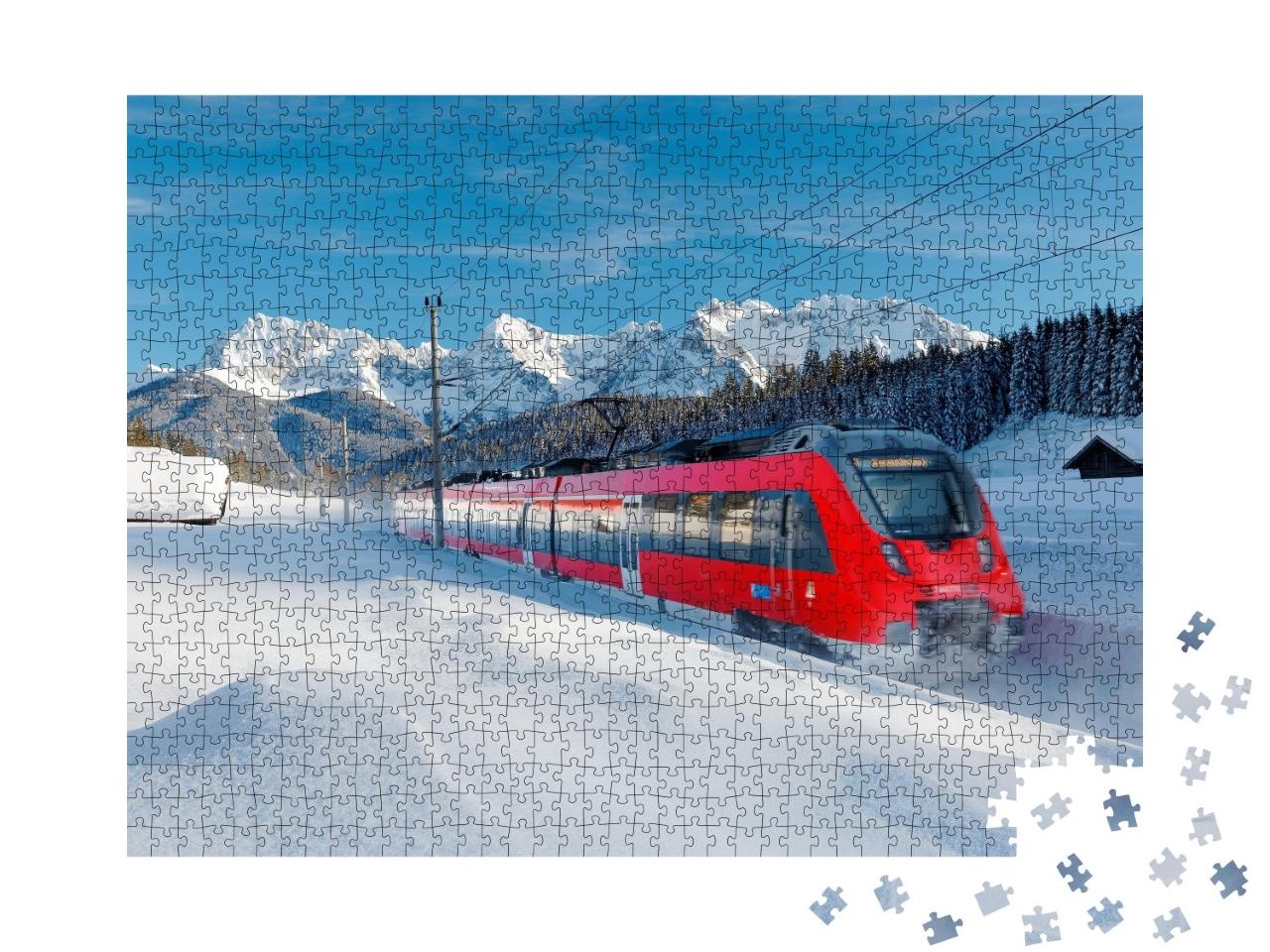 Puzzle de 1000 pièces « Chemin de fer dans les montagnes hivernales du Karwendel, Allemagne »