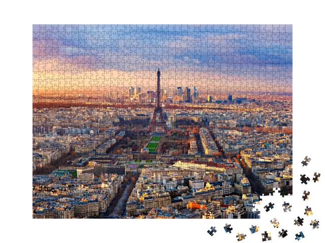 Puzzle de 1000 pièces « Vue aérienne de Paris au coucher du soleil »