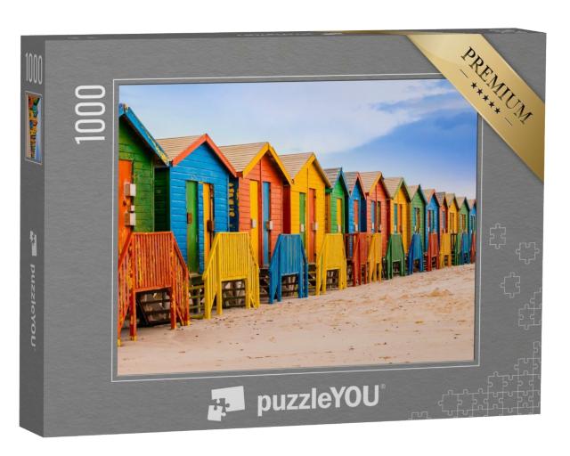 Puzzle de 1000 pièces « Rangée de cabines de bain colorées sur la plage de Muizenberg, Le Cap, Afrique du Sud »