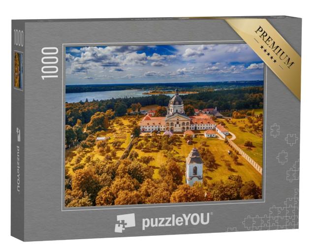 Puzzle de 1000 pièces « Monastère et église de Pazaislis sur une île Hab dans le réservoir de Kaunas, Lituanie »