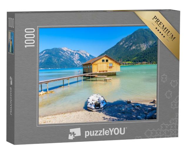 Puzzle de 1000 pièces « Hangar à bateaux sur la rive du lac Achensee, Autriche »