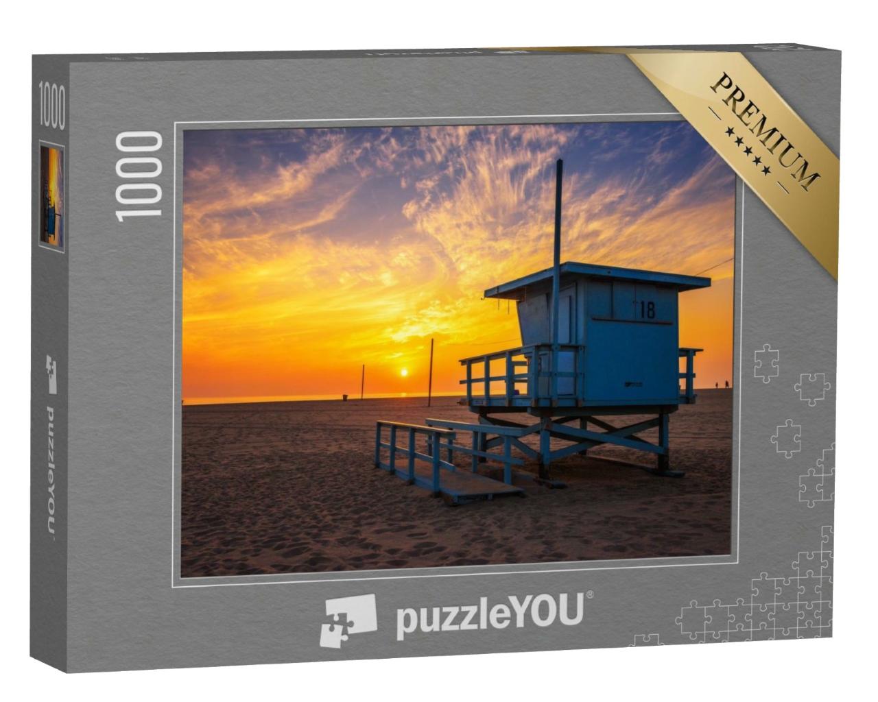 Puzzle de 1000 pièces « Coucher de soleil sur la plage de Santa Monica, Los Angeles »