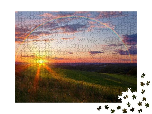 Puzzle de 1000 pièces « Coucher de soleil avec arc-en-ciel »