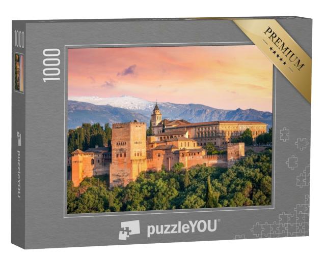 Puzzle de 1000 pièces « Fascinant coucher de soleil sur l'Alhambra, Grenade, Espagne »