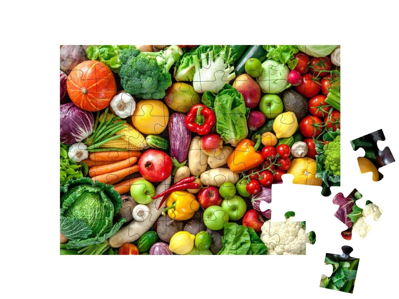 Puzzle de 48 pièces « Assortiment de fruits et légumes frais »