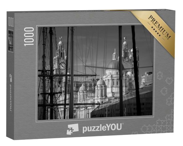 Puzzle de 1000 pièces « Gréement et mâts de bateaux dans le vieux port de Liverpool »