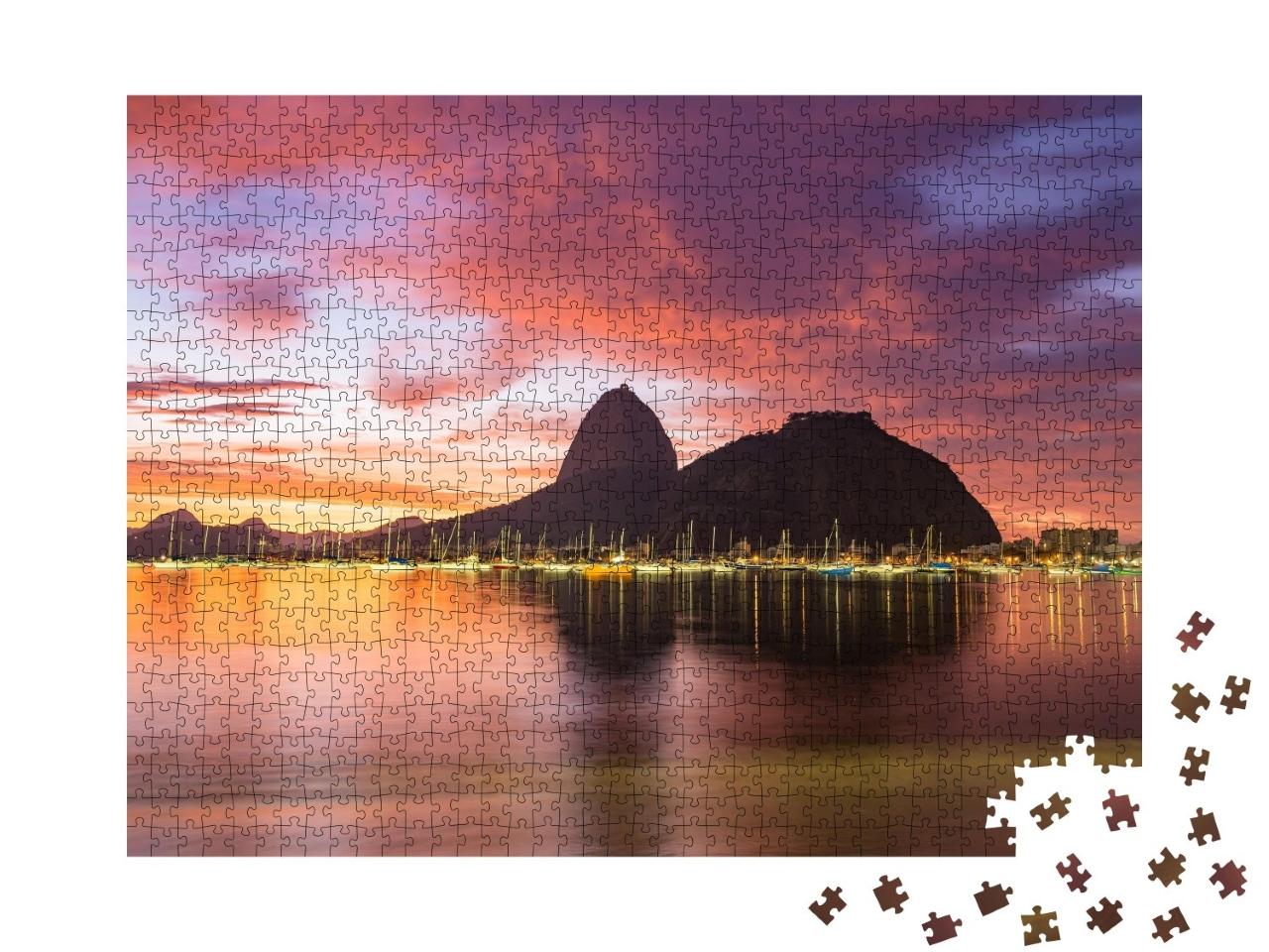 Puzzle de 1000 pièces « Lever de soleil sur Rio de Janeiro avec le mont Pain de Sucre »