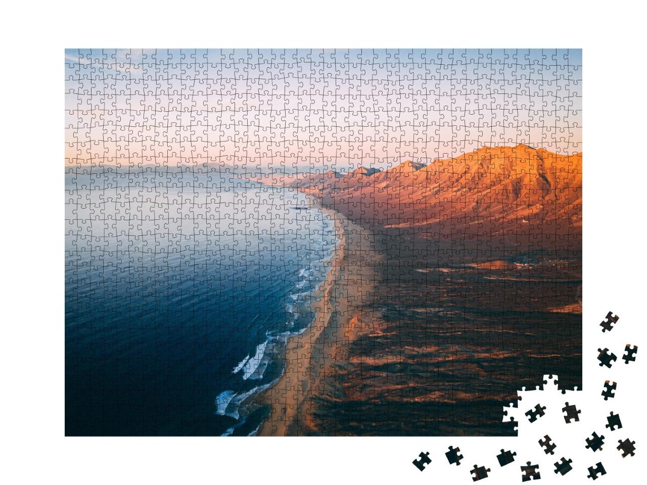 Puzzle de 1000 pièces « Vue aérienne : Panorama de Cofete, Fuerteventura »
