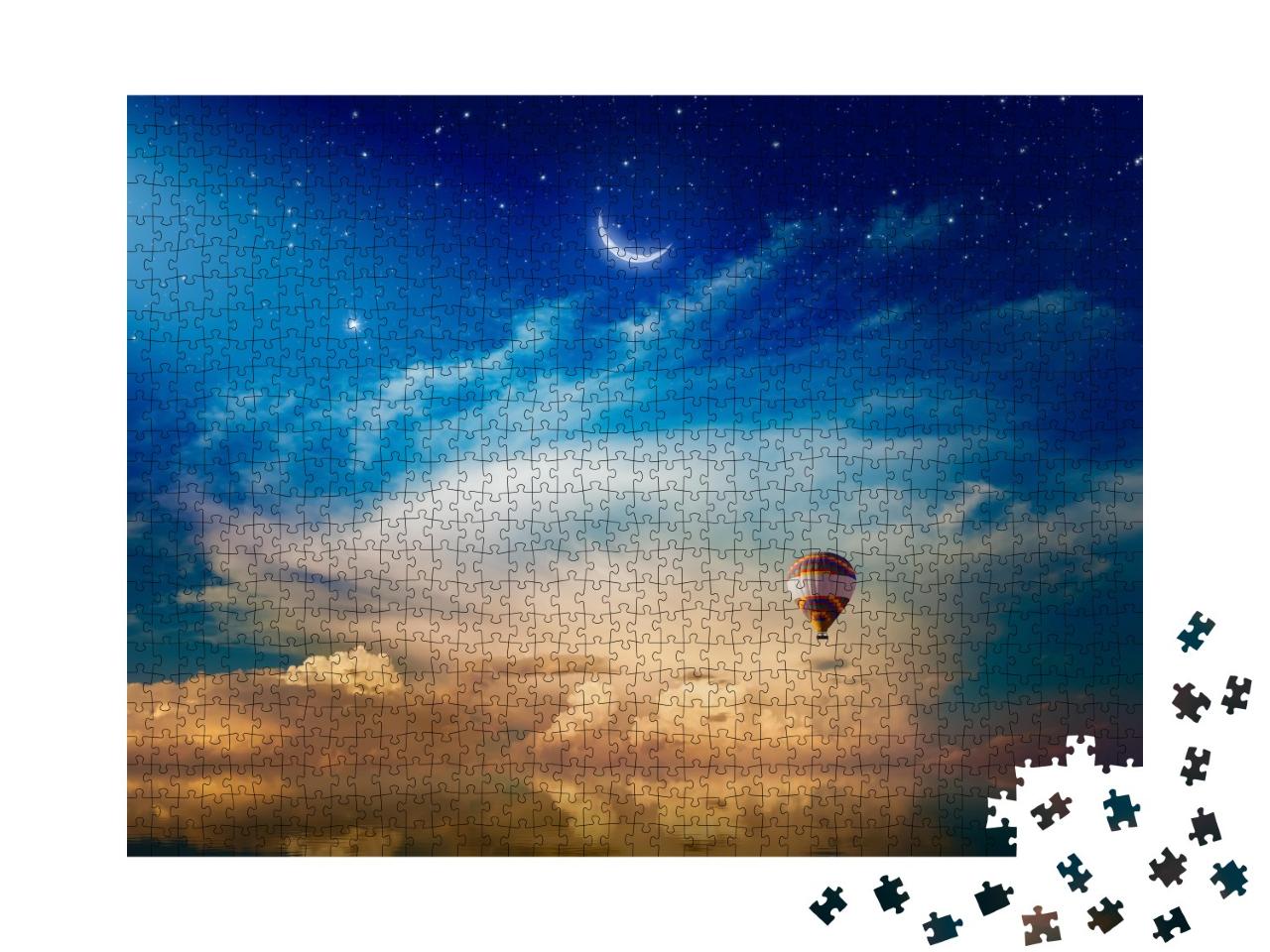 Puzzle de 1000 pièces « Croissant de lune et montgolfière »