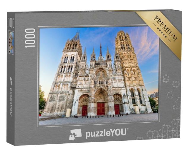 Puzzle de 1000 pièces « Rouen, Normandie, France. La façade ouest de la cathédrale de Rouen, célèbre pour ses tours. »