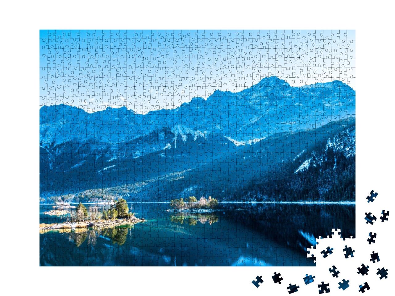 Puzzle de 1000 pièces « Eibsee clair au pied de la Zugspitze »