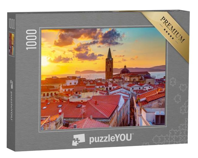 Puzzle de 1000 pièces « Un coucher de soleil sur la ville d'Alghero, Sardaigne »