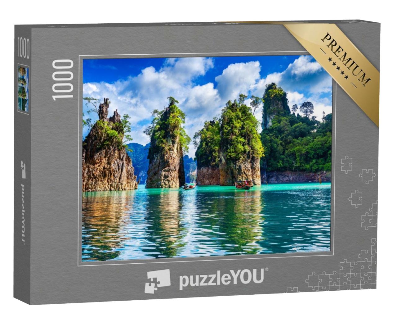 Puzzle de 1000 pièces « Montagnes dans l'eau, parc national de Khao Sok, Thaïlande »
