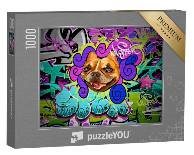 Puzzle de 1000 pièces « Art du graffiti avec le boxer-dog comme motif central »