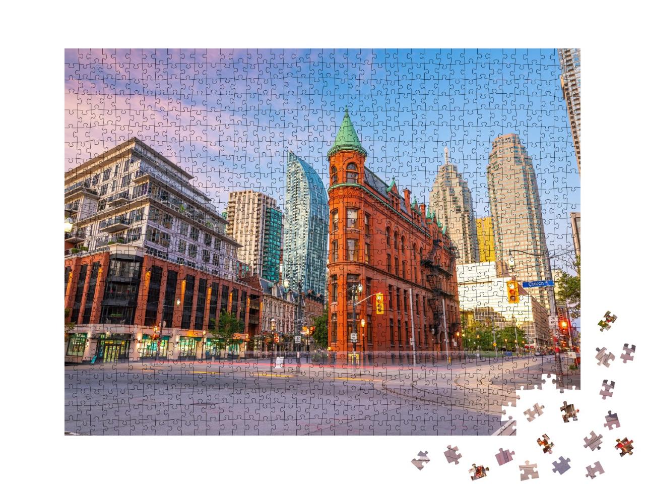 Puzzle de 1000 pièces « Skyline de la ville de Toronto au crépuscule en Ontario, Canada »