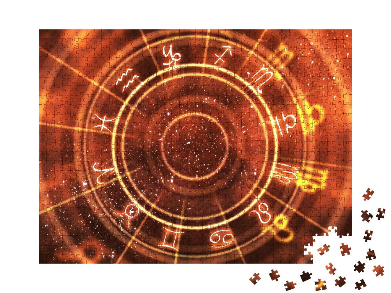 Puzzle de 1000 pièces « Concept de divination et de chance : signe astrologique orange abstrait »