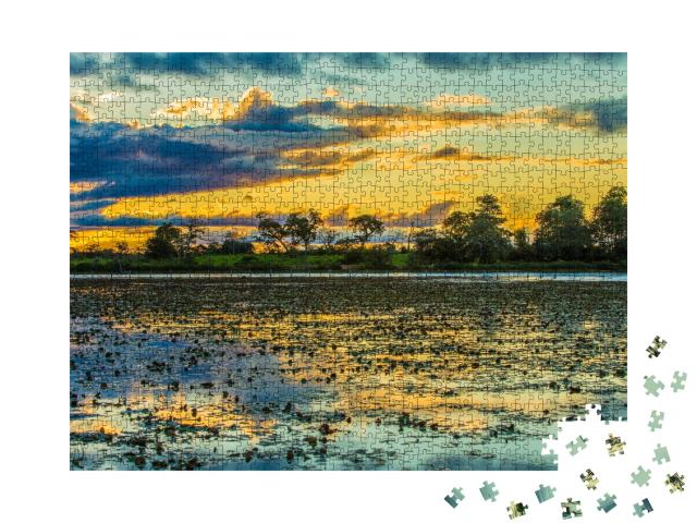 Puzzle de 1000 pièces « Coucher de soleil coloré sur le Pantanal, Brésil »