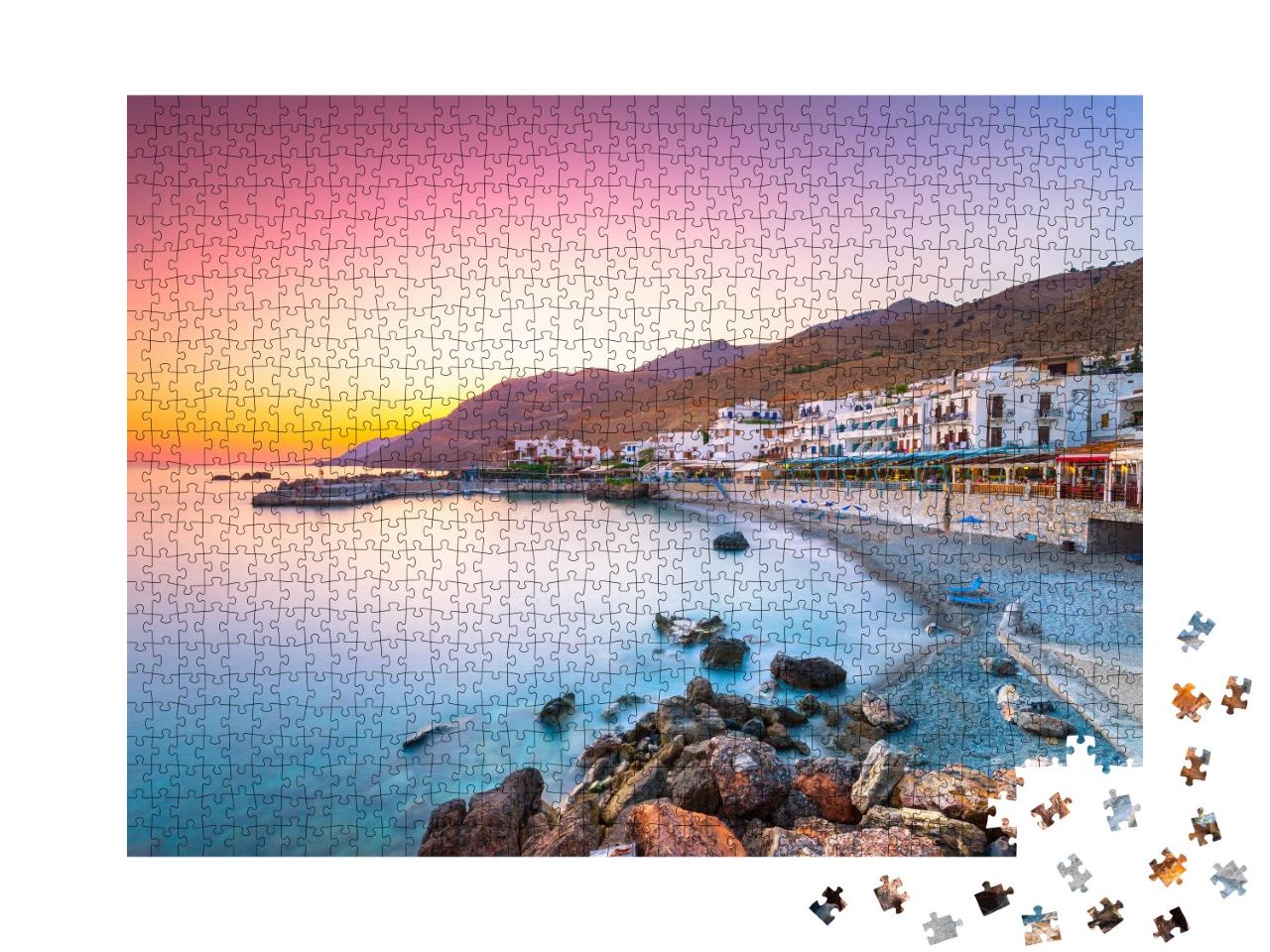Puzzle de 1000 pièces « Le petit village de Chora Sfakion, Crète, Grèce »