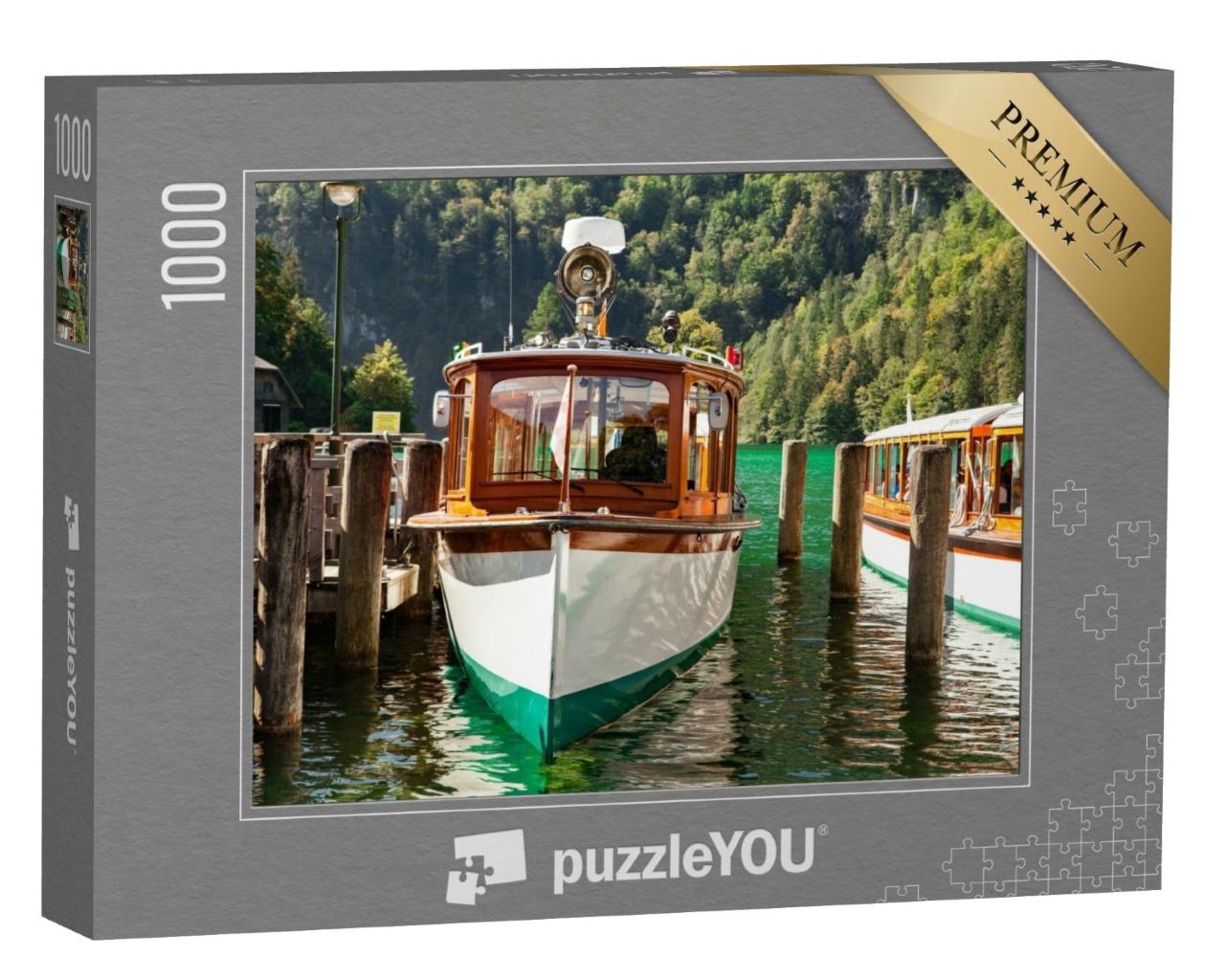 Puzzle de 1000 pièces « Bateaux de tourisme électriques sur le magnifique lac Königssee, Bavière »