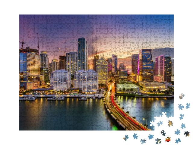 Puzzle de 1000 pièces « La ligne d'horizon de Miami, Floride, États-Unis »