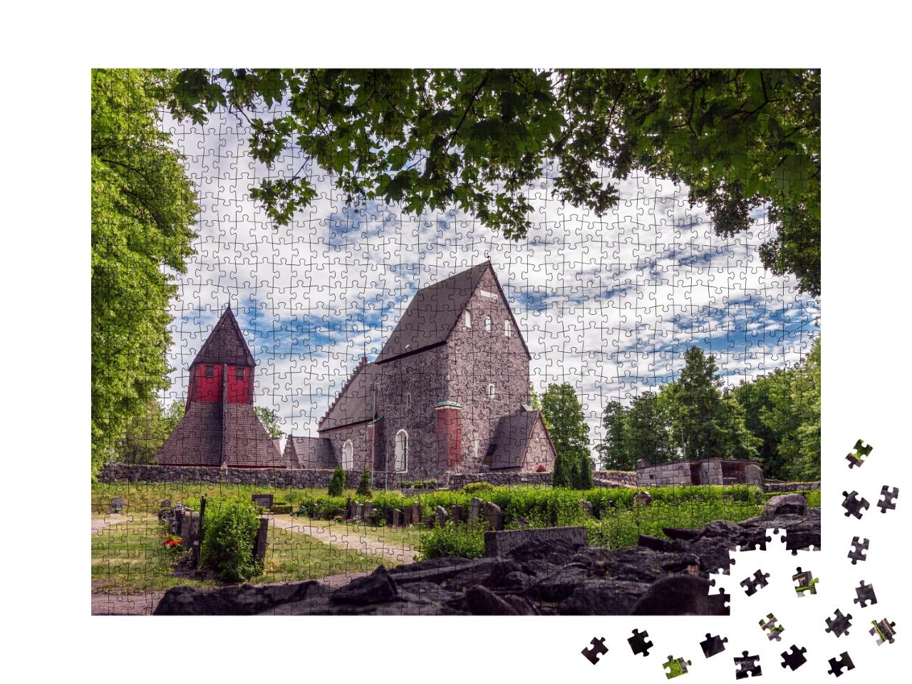 Puzzle de 1000 pièces « Vieille église d'Uppsala, Gamla Uppsala Kyrka, Suède »