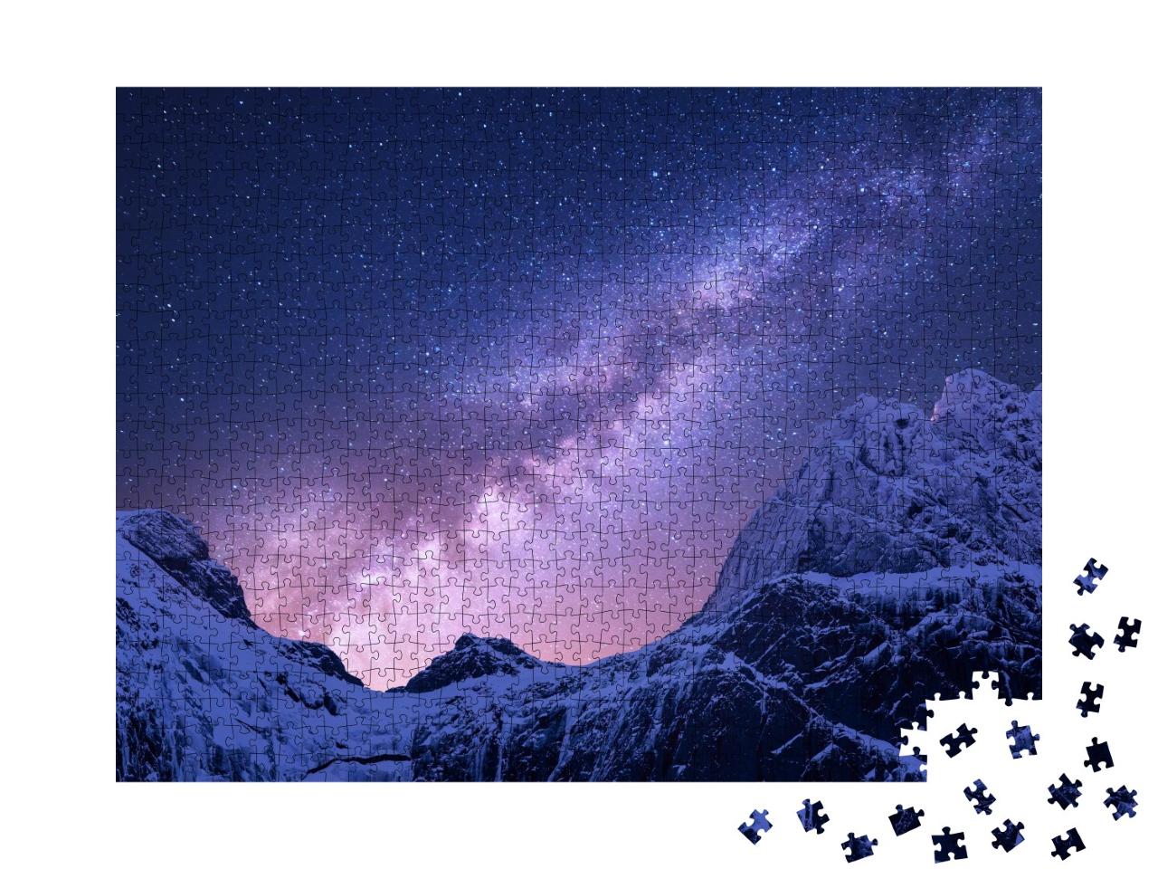 Puzzle de 1000 pièces « Voie lactée au-dessus des montagnes enneigées de l'Himalaya, Népal »