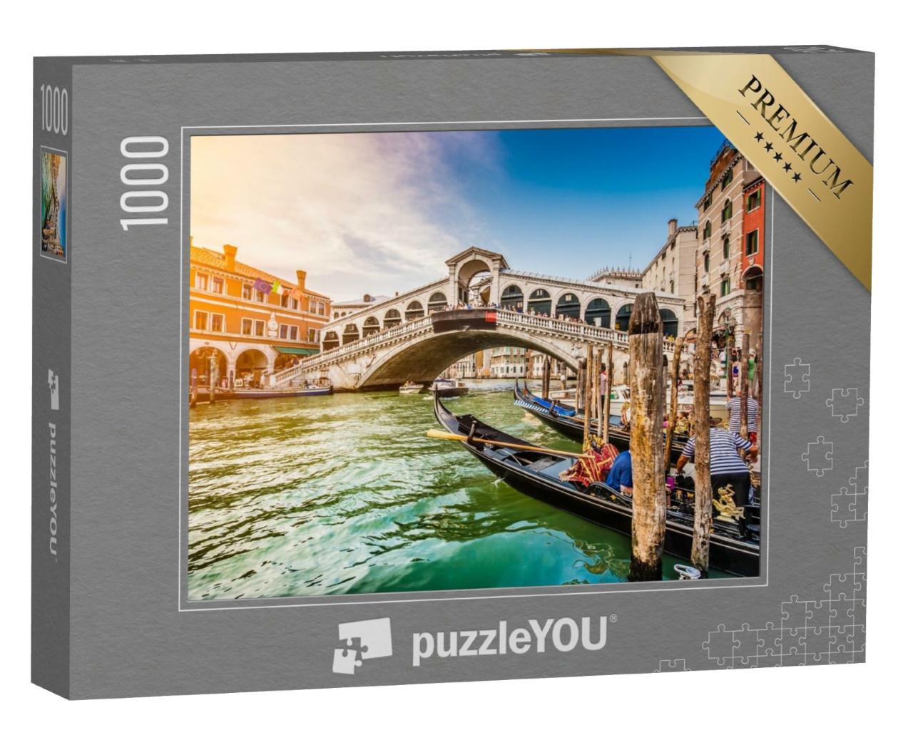 Puzzle de 1000 pièces « Coucher de soleil sur le pont du Rialto à Venise, Italie »