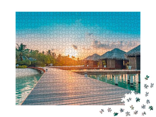 Puzzle de 1000 pièces « Coucher de soleil aux Maldives »