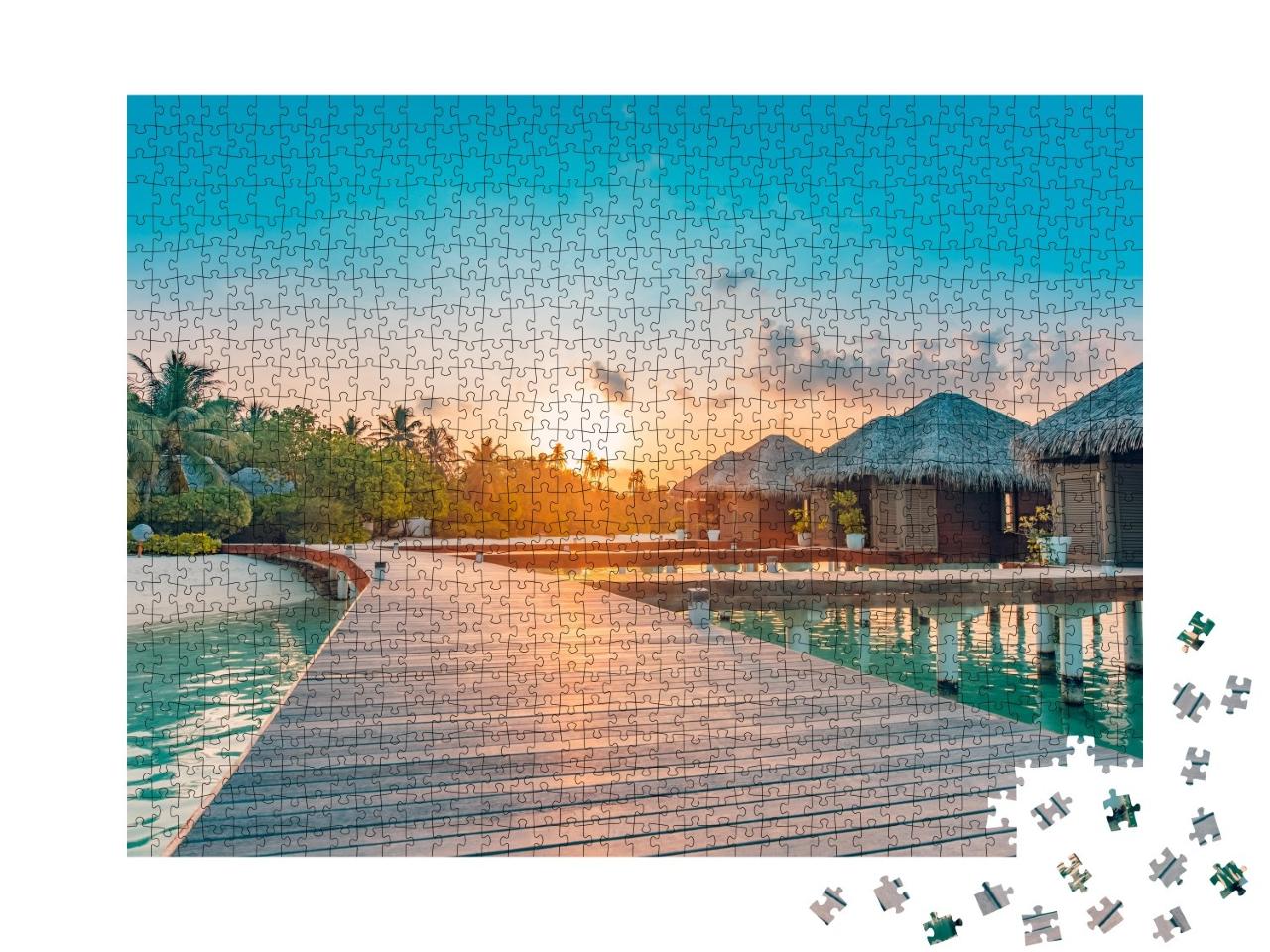 Puzzle de 1000 pièces « Coucher de soleil aux Maldives »