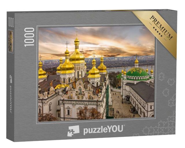 Puzzle de 1000 pièces « Dômes du monastère de la Laure de Pechersk sur le Dniepr, Ukraine »